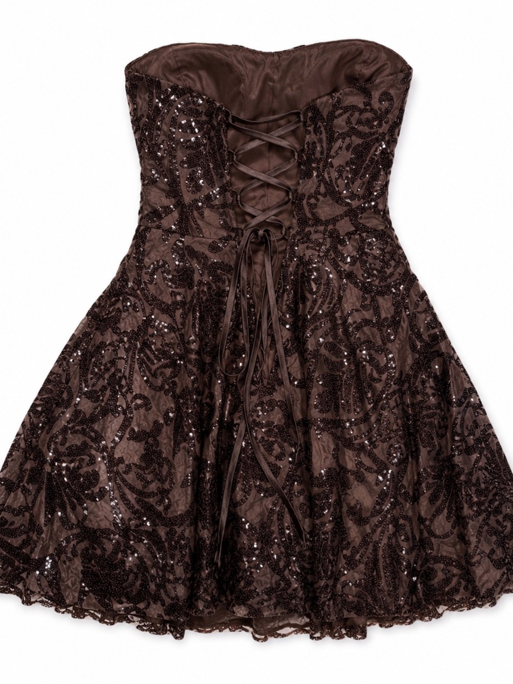 Stacees NWT Brown Sequin Dress - Picture 2 of 4